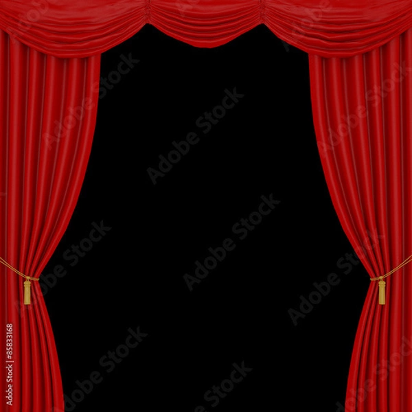 Fototapeta red curtains on a black  background