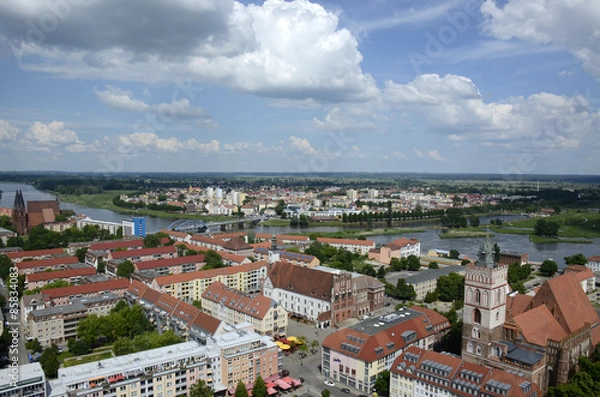 Obraz Frankfurt (Oder) und Slubice (Polen) mit der Oder