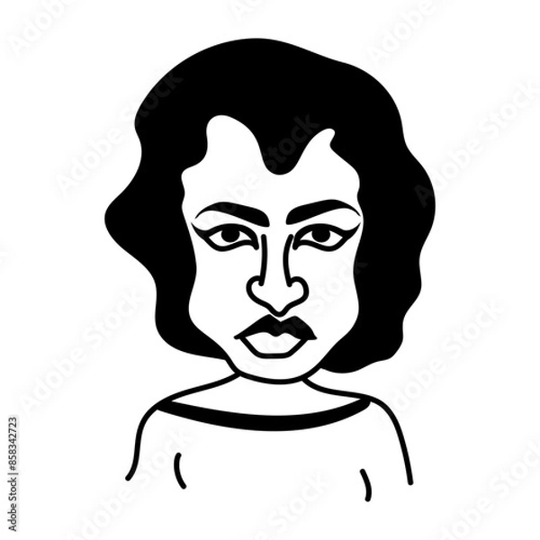 Fototapeta Doodle style character showing man with ugly face 