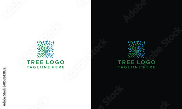 Fototapeta Tree logo icon set design. Garden plant natural symbols template. Tree of life branch with leaves business sign collection. Vector illustration.