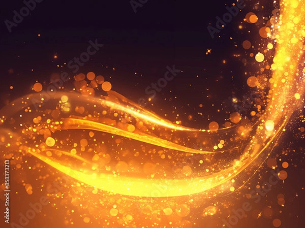 Obraz Shimmering Glitter Golden Particle Background with Luxury Sparkle Effect for Festive  - 
お祝いのデザインのための豪華な輝き効果を持つきらめくキラキラ金色の粒子の背景