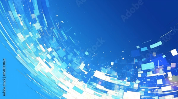 Obraz Radiant Blue Glow: Abstract Light Shining Background - 輝く青い輝き: 抽象的な光輝く背景