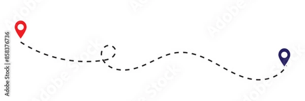 Fototapeta Distance solid icon, navigation and route, map pointer vector graphics.