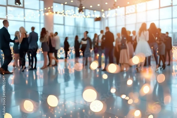 Obraz Blurred Shot Of Business People At Party In Office Event