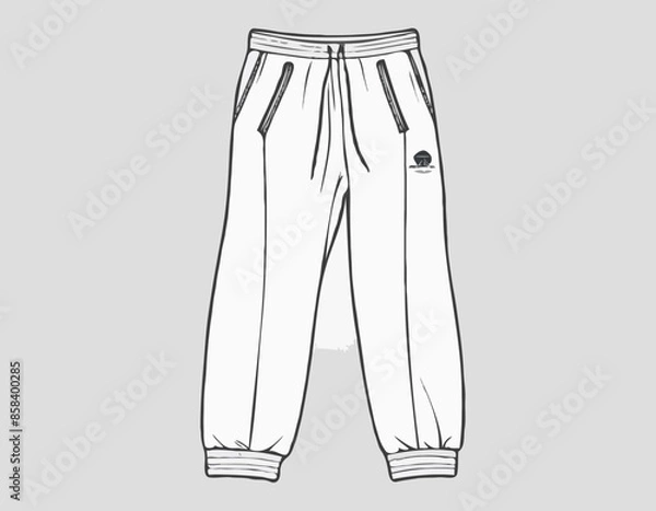 Fototapeta Ski sweat Jogger bottom shell Pants design flat sketch vector illustration, Track pants concept with front and back view, Sweatpants for running, jogging, fitness, and active wear pants design