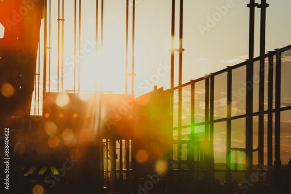 Obraz city bridge at sunset