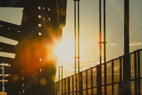 Obraz city bridge at sunset