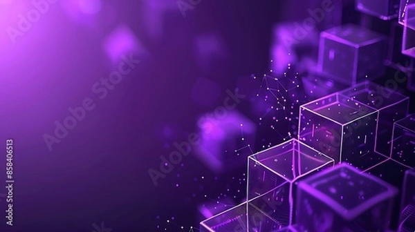 Fototapeta Abstract Blockchain Futuristic Technology Distributed Data Storage and Network Connection with Cubes and Squares for Cutting-Edge Design