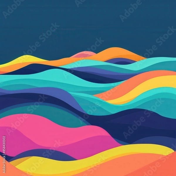 Fototapeta Vibrant abstract waves flat design