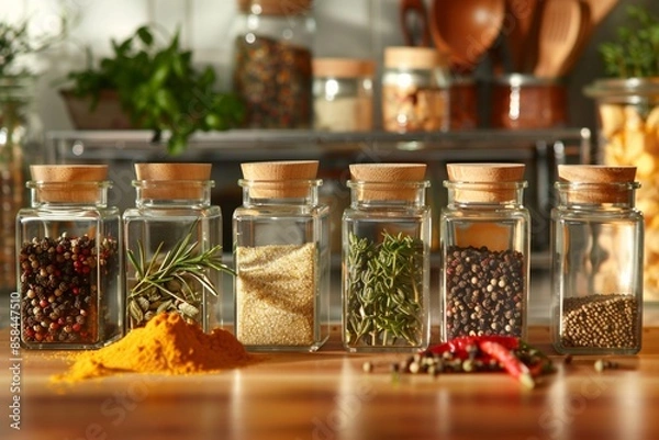 Obraz spices and herbs on the table