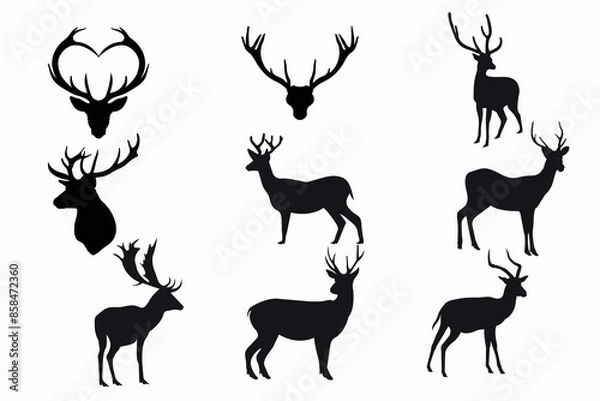 Obraz deer silhouette, vector collection