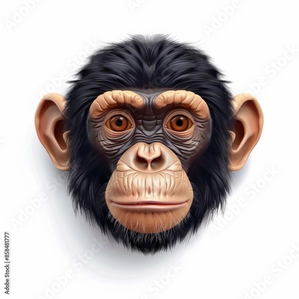 Fototapeta A close-up portrait of a chimpanzees face, rendered in intricate detail