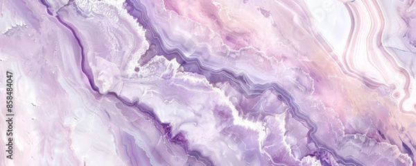 Fototapeta Marble abstract background with soft, pastel tones of lavender, pink, and white. The design is delicate and calming, with subtle, flowing veins