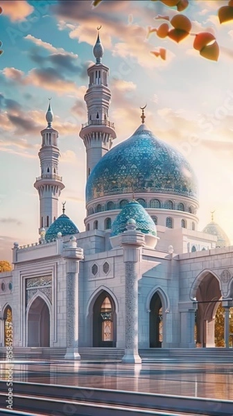 Obraz Beautiful mosque dome in sunny weather in the morning. AI generated illustration
