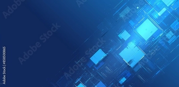 Fototapeta Modern Blue Geometric Background with Cubes and Lines for Business Technology or Digital Marketing