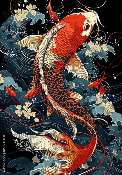 Obraz koi fish that is swimming in the sea
