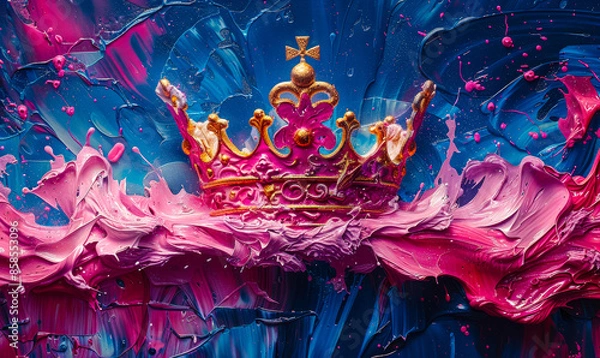 Fototapeta Vibrant Abstract Illustration of a Royal King Crown in a Creative Colorful Artistic Style