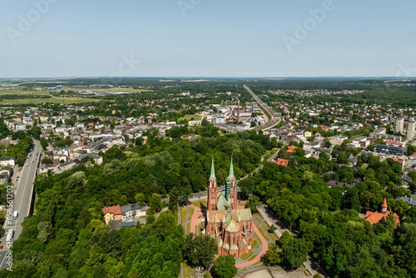 Fototapeta Miasto Zawiercie - Panorama Lotnicza - centrum miasta w lato