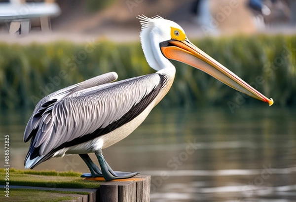 Obraz Pelican near the river