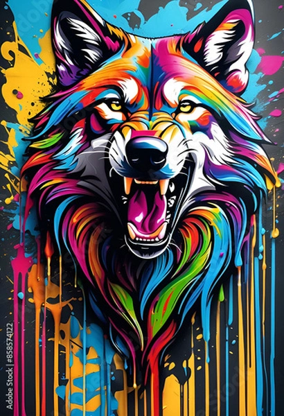 Obraz Angry wolf, graffiti art