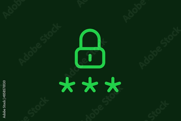 Fototapeta Password protection illustration in flat style design. Vector illustration.