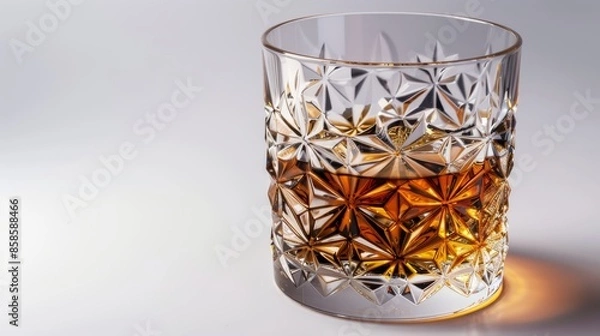 Fototapeta Crystal glass of whiskey with intricate design