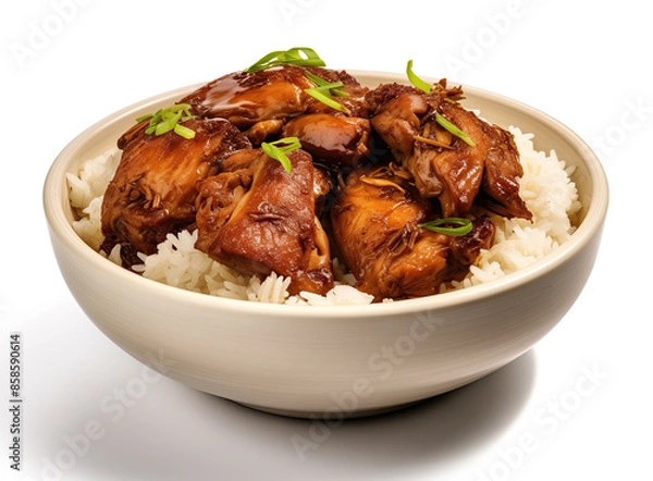 Obraz Delicious Philippine chicken adobo dish with aromatic herbs, perfect for a flavorful meal!