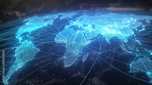 Fototapeta digital world map global internet connectivity 