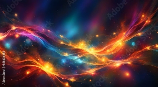 Obraz A colorful, glowing, and dynamic image of a wave of light with bright orange