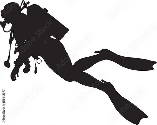 Fototapeta Scuba diving silhouette vector