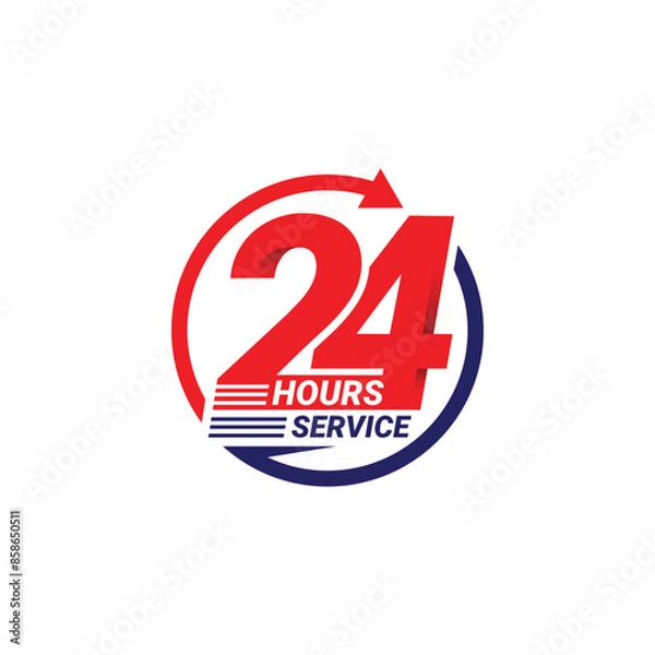Fototapeta 24 Hours Service logo symbol icon design vector illustration.