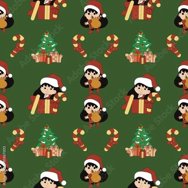 Fototapeta seamless pattern with christmas trees