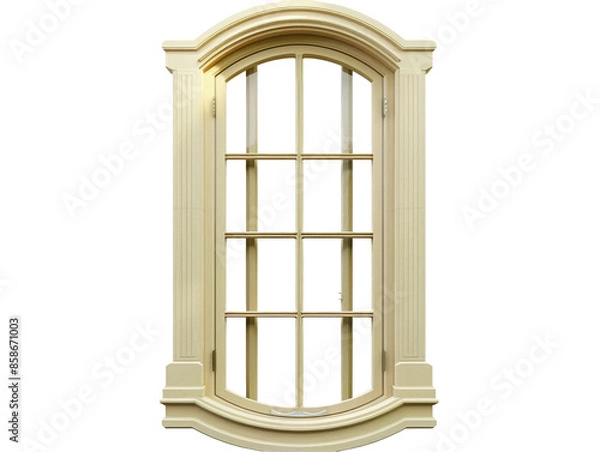 Fototapeta A window with a wooden frame and a white frame