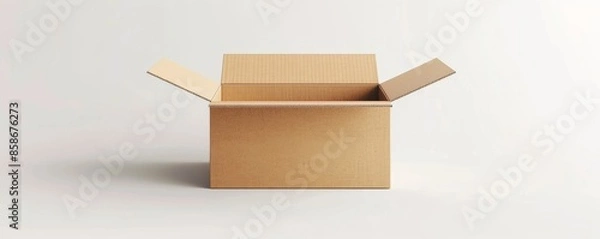 Obraz Open cardboard box on a plain white background, minimalistic concept