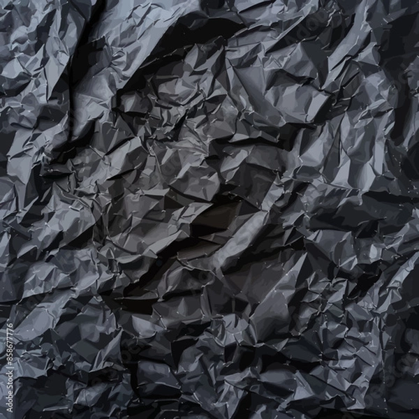 Fototapeta Black Crumpled Paper Texture
