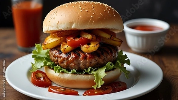 Obraz hamburger and fries