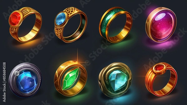 Fototapeta Asset of Magic ring for mobile game or slot game icons, Illustration