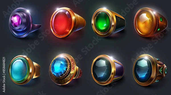 Fototapeta Asset of Magic ring for mobile game or slot game icons, Illustration