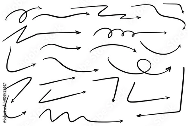 Fototapeta Modern hand draw different arrow set design