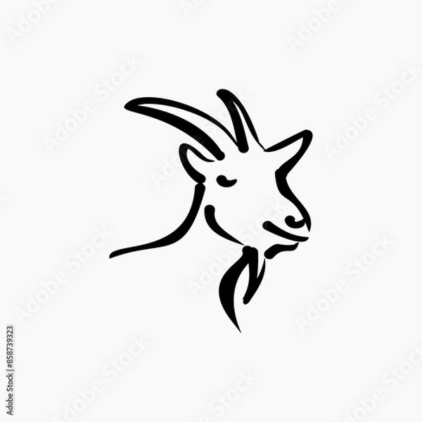 Fototapeta goat head vector design template . simple goat head vector . art line doodle goat head drawing
