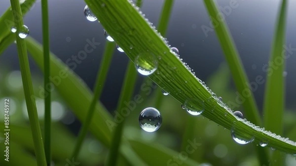 Fototapeta drops on grass