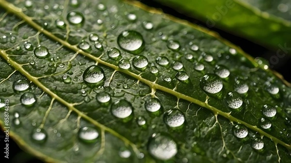 Obraz water drops on leaf