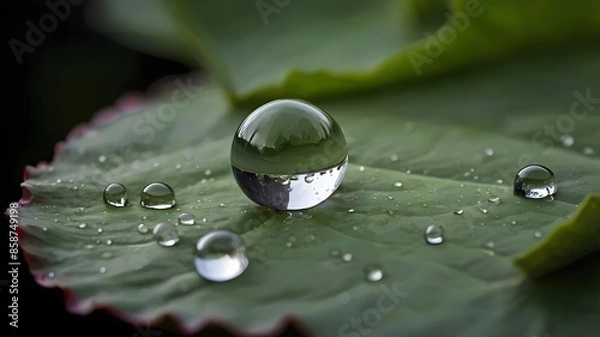 Fototapeta water drops on a leaf