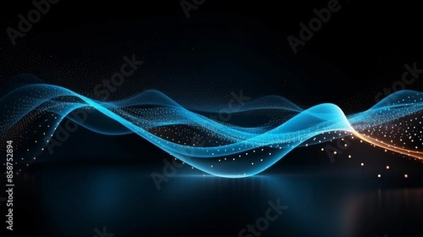 Fototapeta Digital graphic abstract background for technological processes, neural networks, digital data storage, particle flow, fundamentals of artificial intelligence Technology Network Background, banner