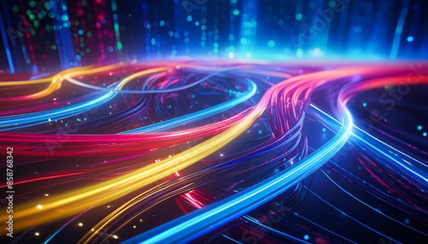 Fototapeta 発光するLEDケーブルと光ファイバー,Generative AI AI画像