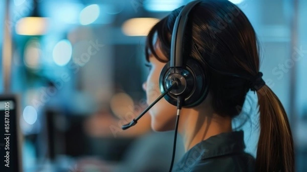 Fototapeta Call Center Agent Efficiently Routing Calls Using Automated System