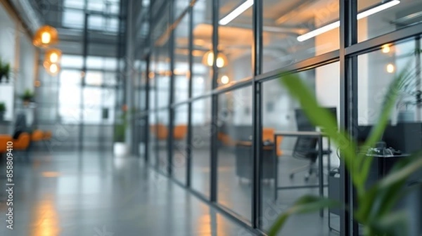 Fototapeta Blurred View of a Modern Office Interior