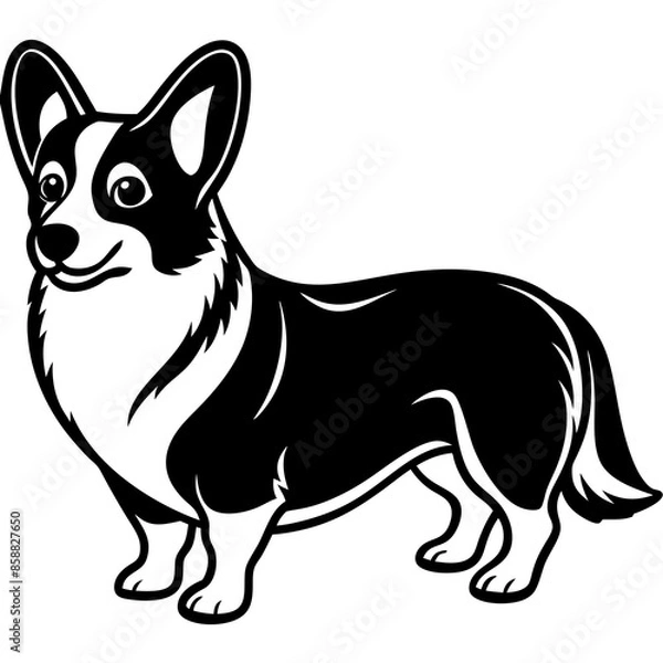 Fototapeta corgi dog, clear and smooth lines, neat minimalist shading, 