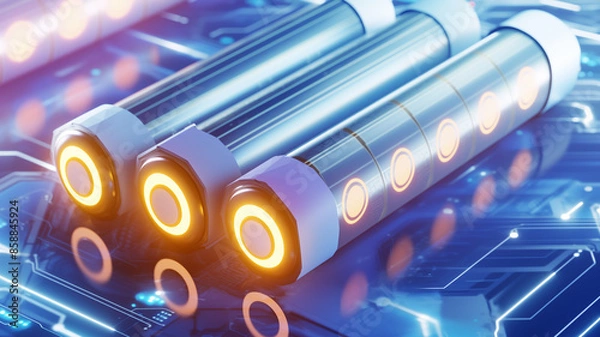 Obraz Digital data concept battery circuit board