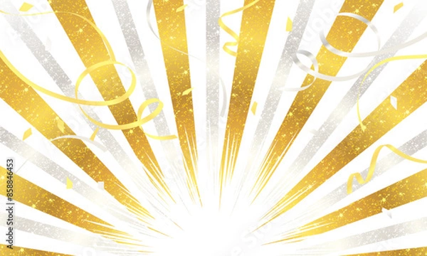 Obraz 金銀の集中線模様と紙テープの背景イラスト